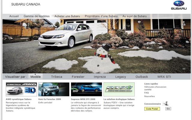 Le site de Subaru Canada