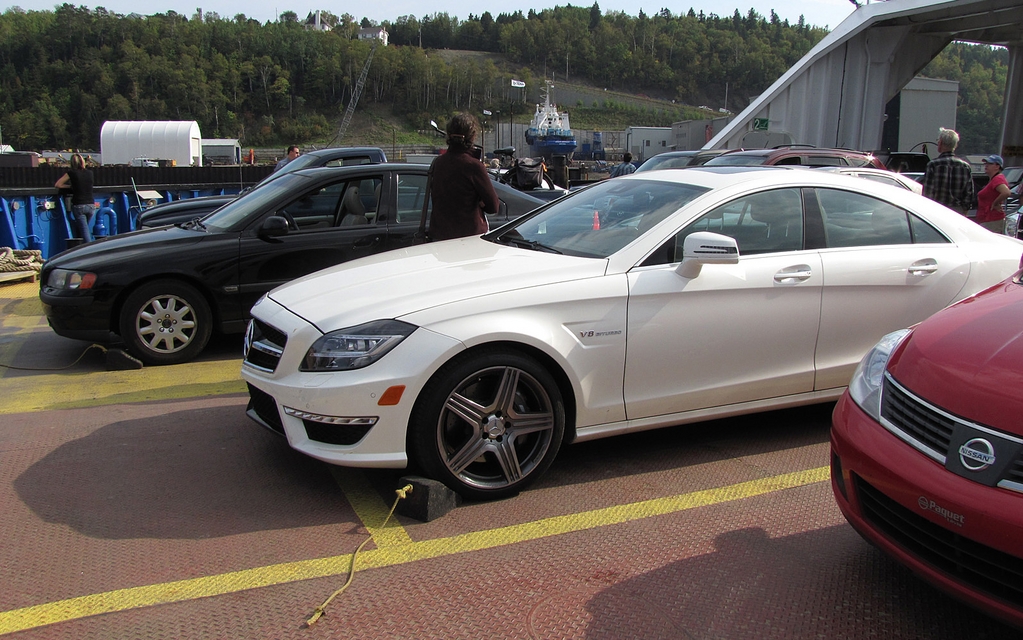 La CLS 63 AMG sur le traversier vers l'Isle-aux-Coudres