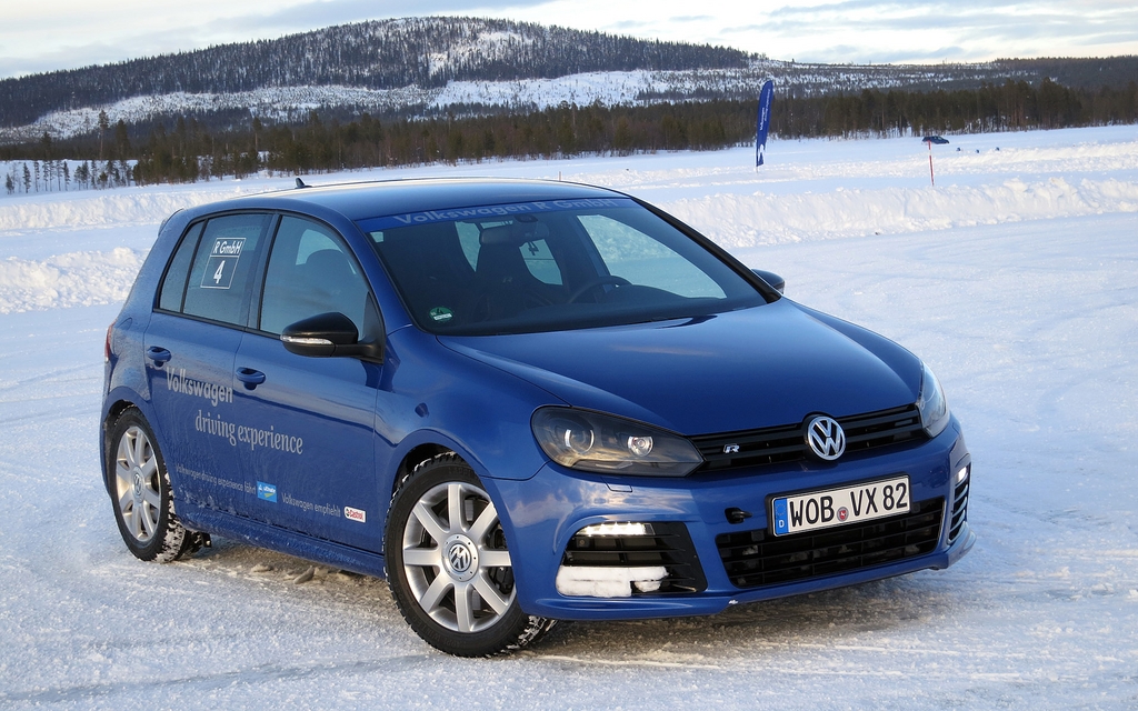 A Golf R resting in the nearly Arctic twilight in Lake Lullebadne