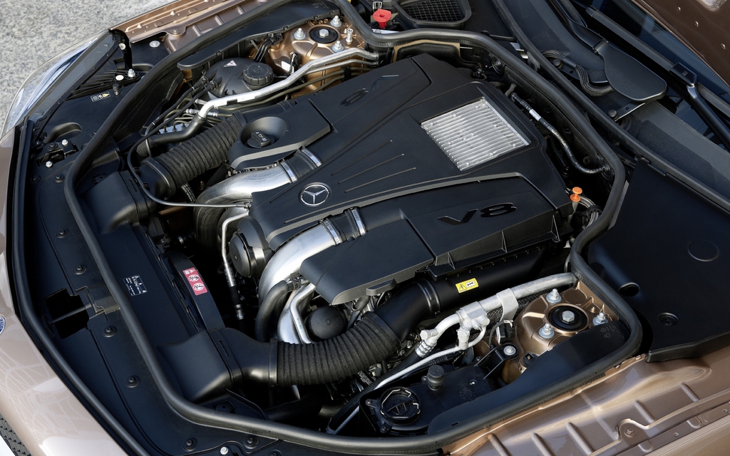 The SL comes with a 4.6L V8 that produces 429 horsepower.