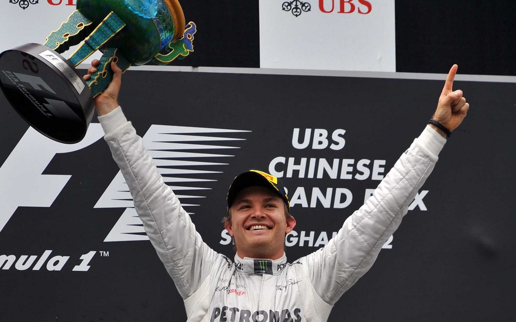 Premier gain en F1 pour Nico Rosberg, lors du Grand Prix de Chine.