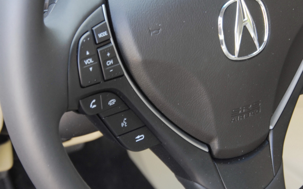 The requisite controls surrounding the steering wheel hub