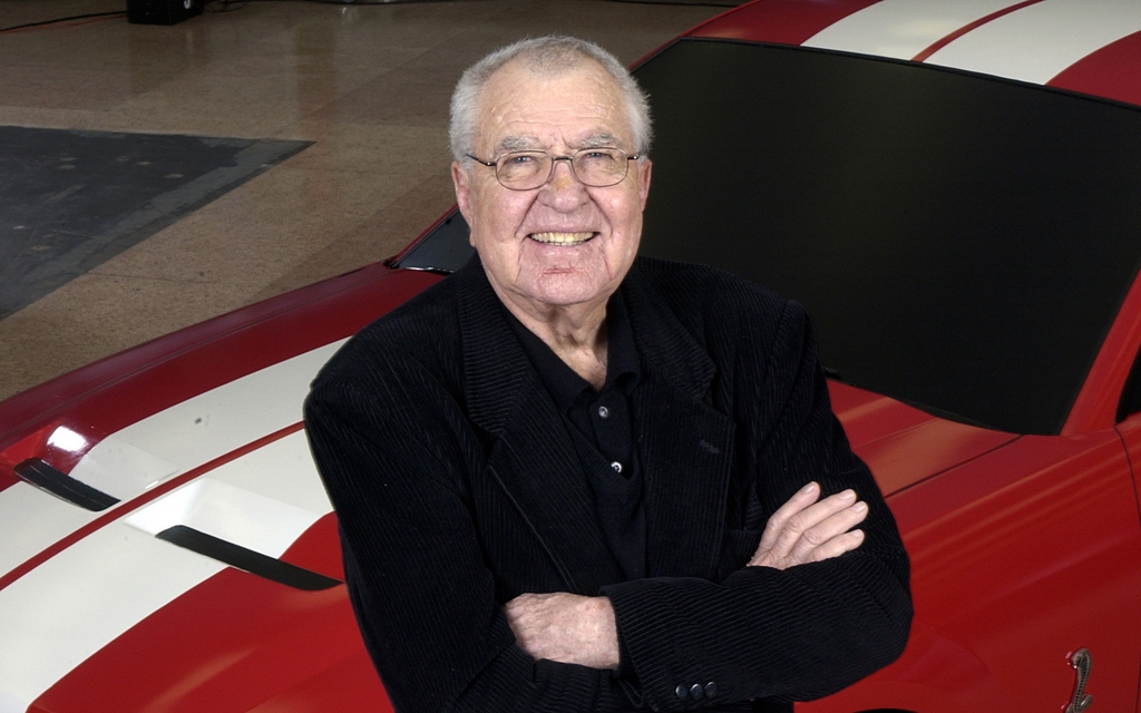 2005 - Carroll Shelby with the Ford Shelby Cobra GT500 show car. 