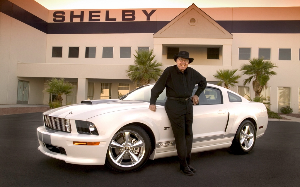 2007 - Carroll Shelby stands with the new Ford Shelby GT Mustang. 