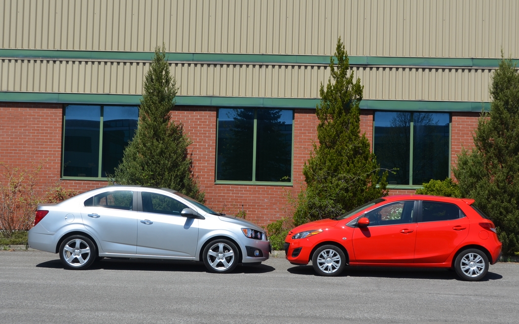 Believe your eyes: the Chevrolet Sonic is bigger than the Mazda2!