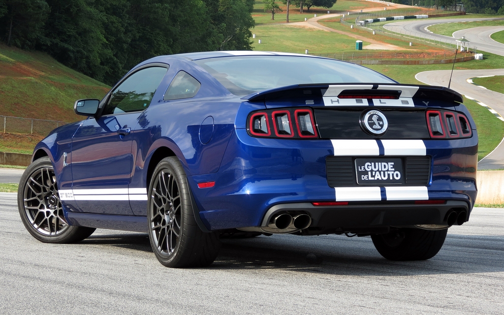 The Ford Shelby GT500 poses on the asphalt at Road Atlanta