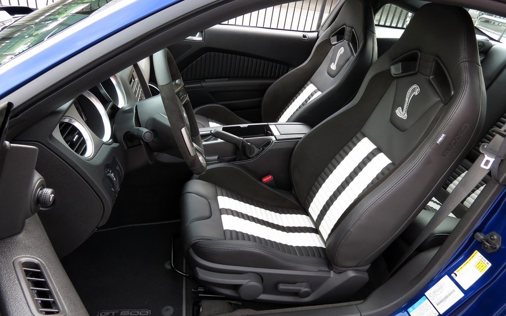 The Recaro driver’s seat in the Shelby GT500 coupe