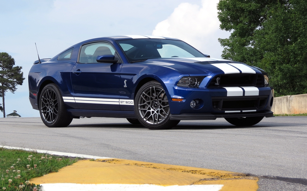 A Shelby GT500 at rest at Road Atlanta