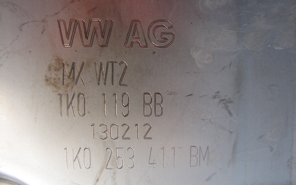  The manufacturer’s marks are seen here on the muffler.