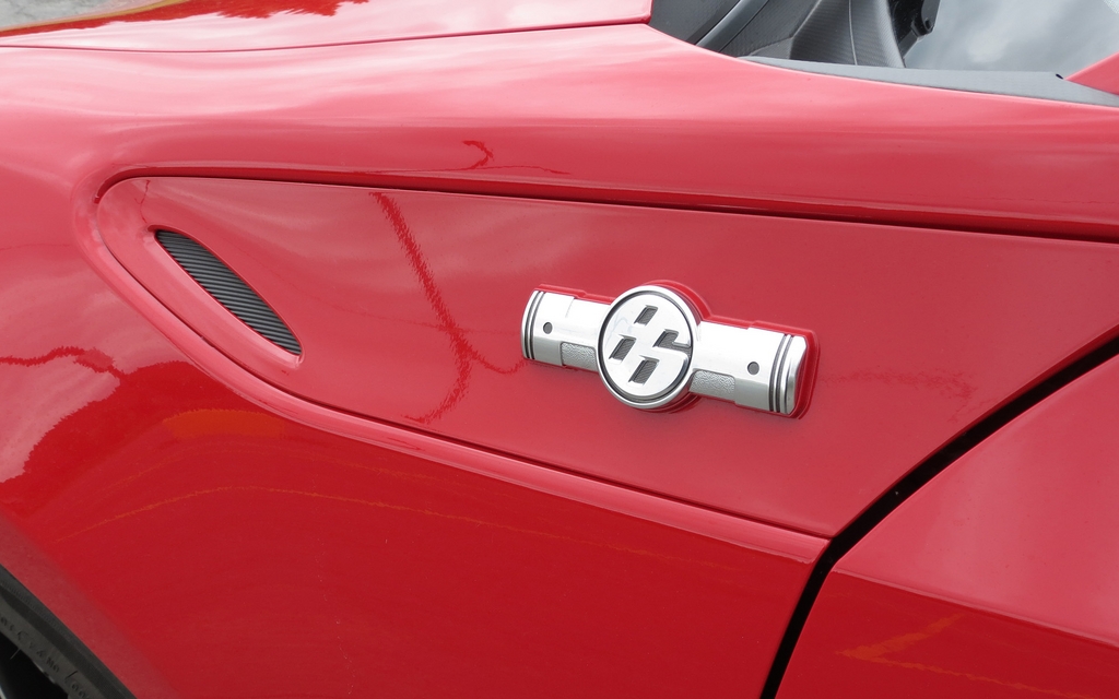 The only FR-S logo is attached to the top of the front fender.