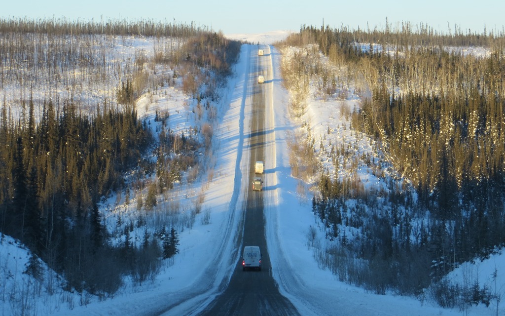 Our convoy spread out over more than a kilometre on the Dalton Highway.