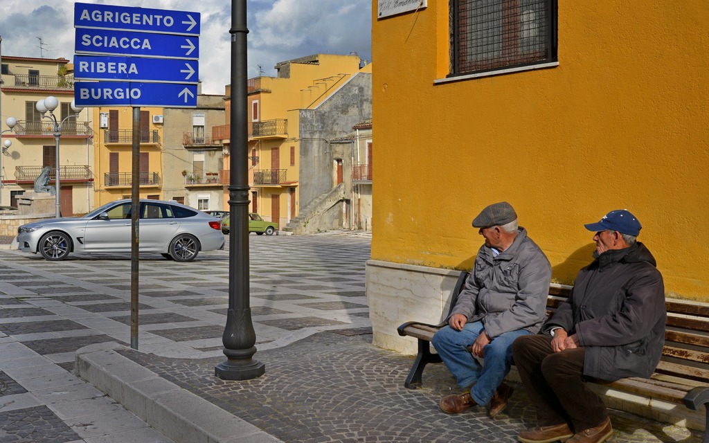 The 2014 BMW 3 Series Gran Turismo on a village square in Sicily