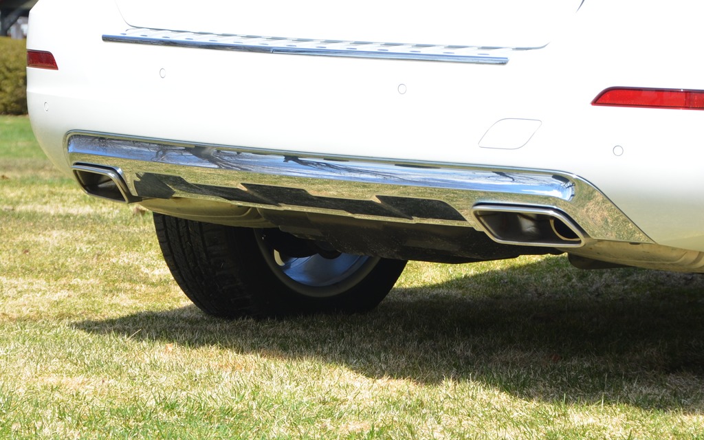 The lower section of the rear bumper is all chrome. 