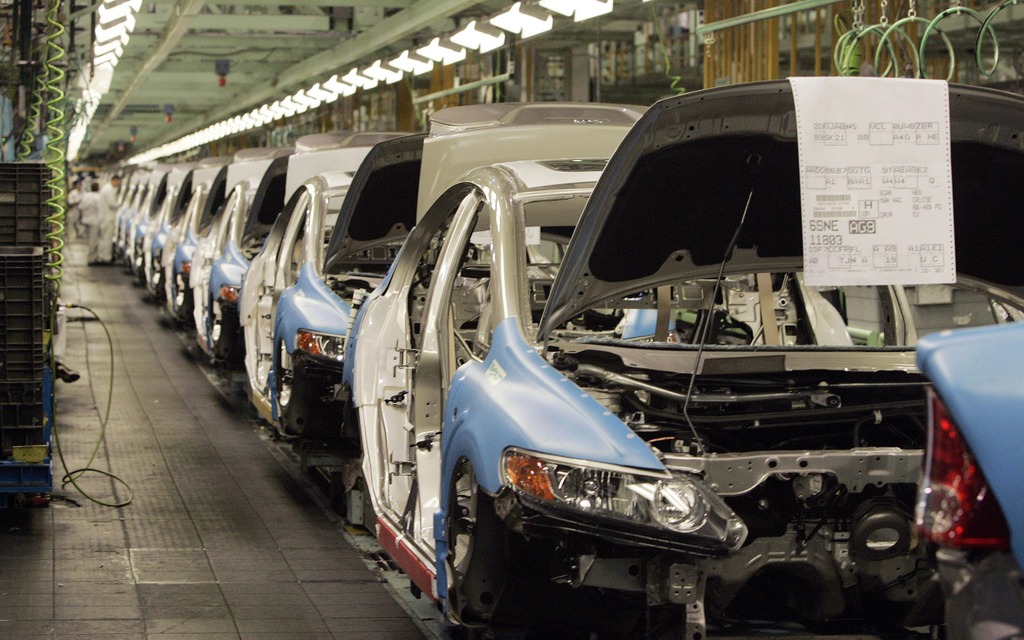 Civics being assembled at a Honda plant in East Liberty, Ohio