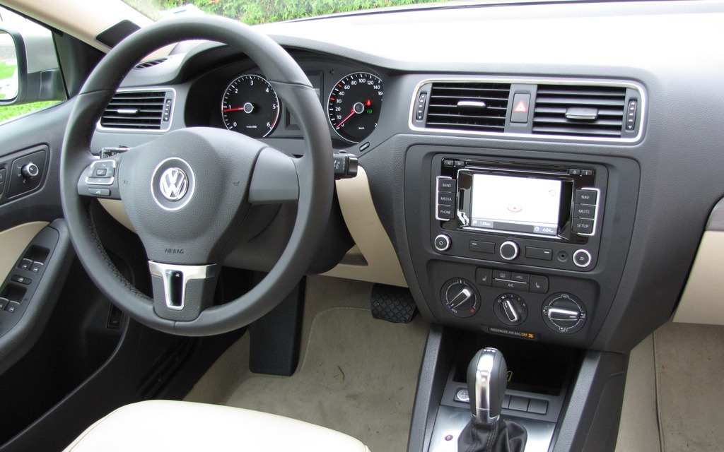 The Volkswagen Jetta TDI and its uncomplicated dashboard.