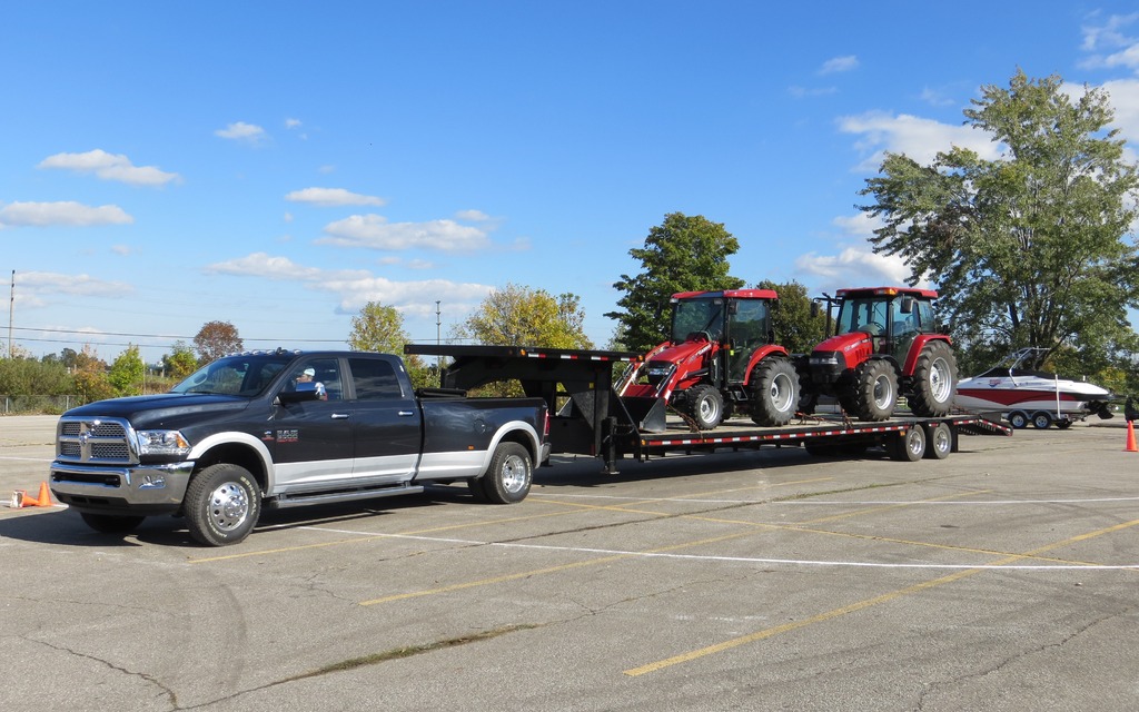 The Ram 3500 shrugged off the 12,000 kilos sitting just behind its bumper.