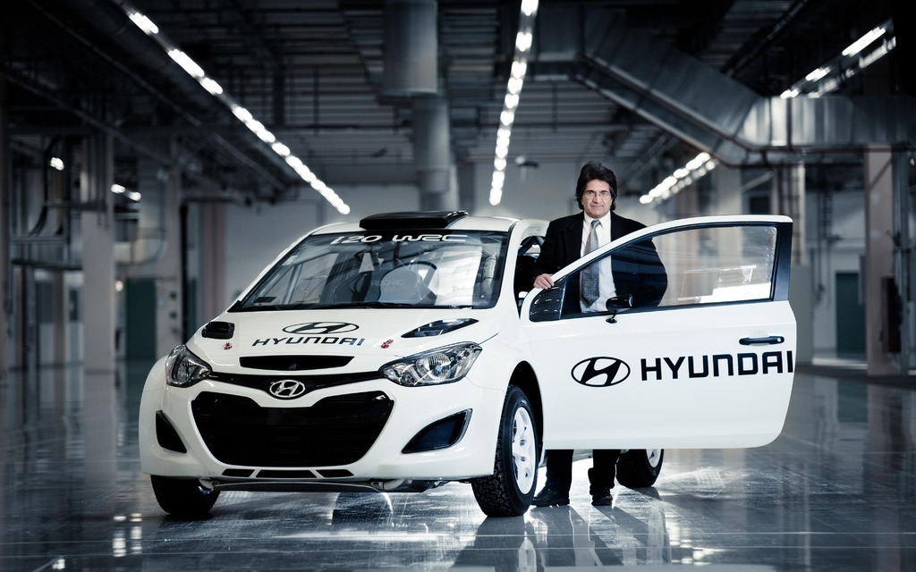 Michel Nadan, team director for the Hyundai WRC next to the competition i20