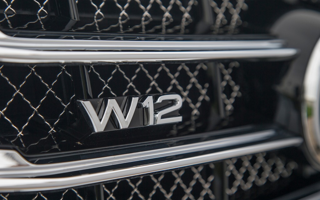 2015 Audi A8L - W12 insignia on grille.