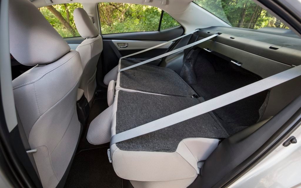 The rear seat back folds down easily.