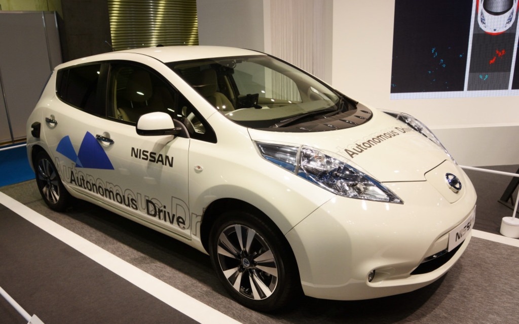 Une Nissan Leaf à conduite autonome. Le  dernier dada de Carlos Ghosn