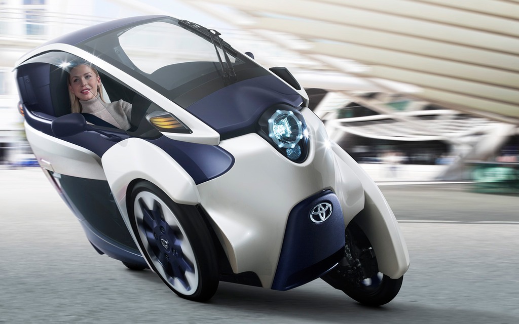 7- Toyota i-Road Concept: An enclosed three-wheeler with an electric motor.