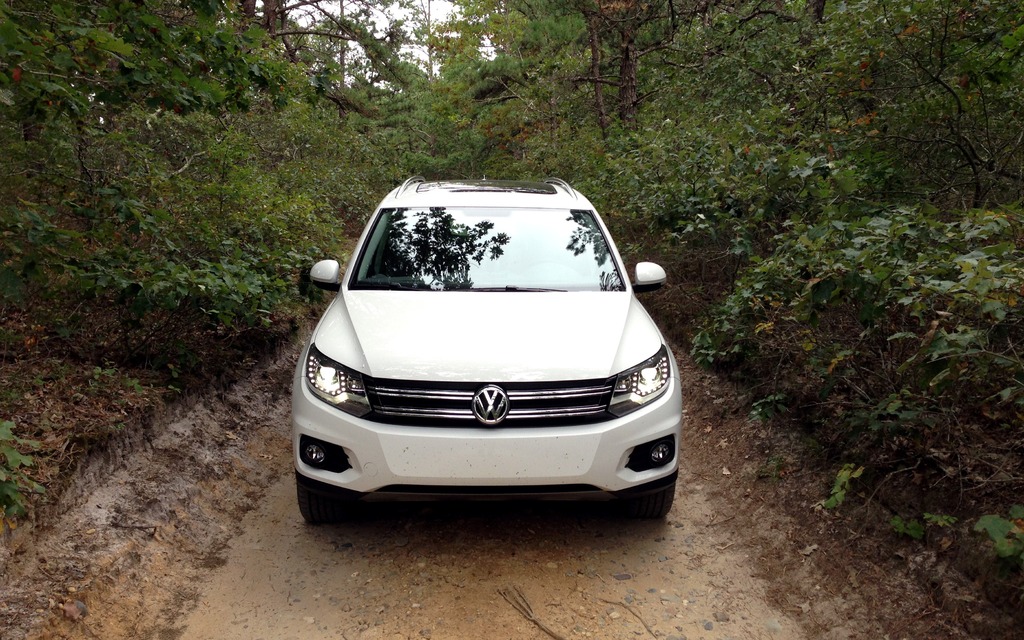 The Tiguan easily ventures on a narrow dirt road on Cape Cod.