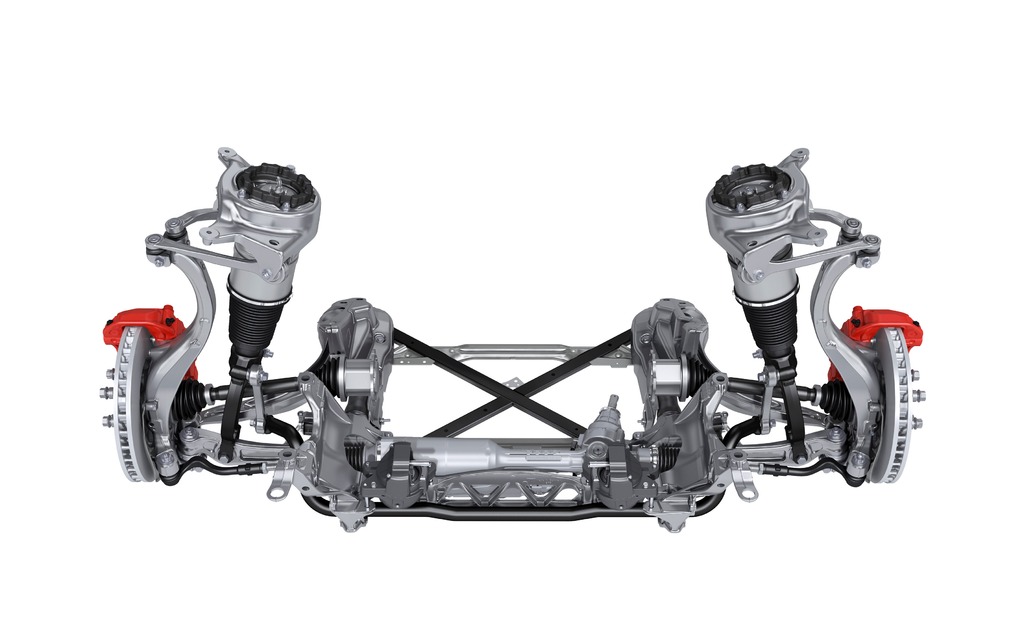 The Macan’s front suspension.