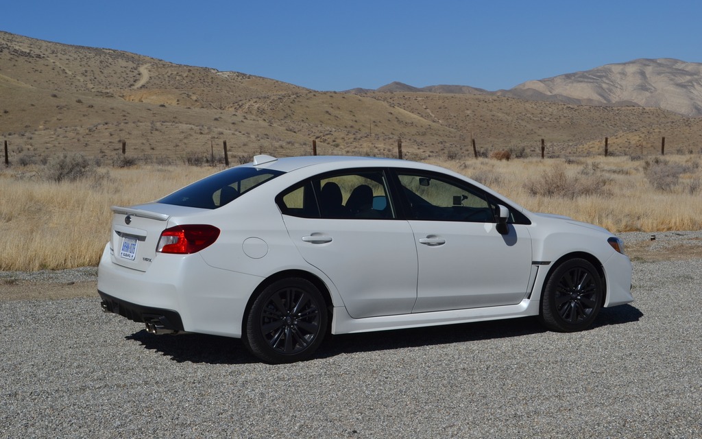 The WRX has a more discreet spoiler.