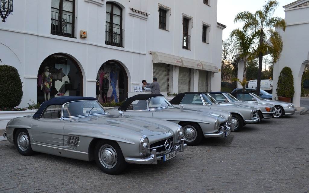 Different generations of the SL, seen at the launch of the most recent one.