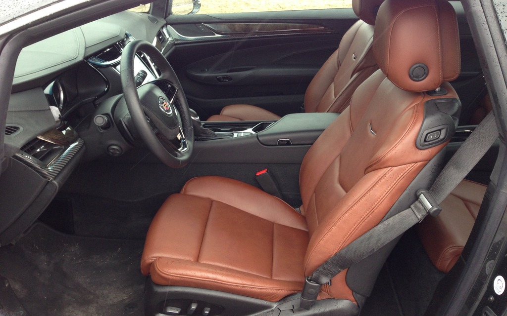 The leather seats are sculpted and comfortable.