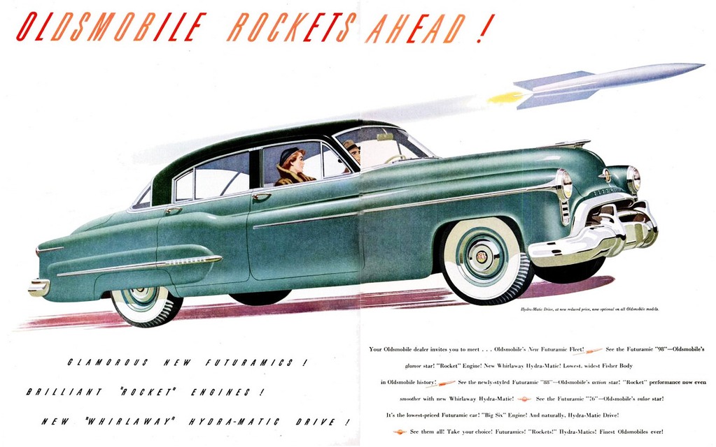 The car of the fifties were styled like futuristic rockets.