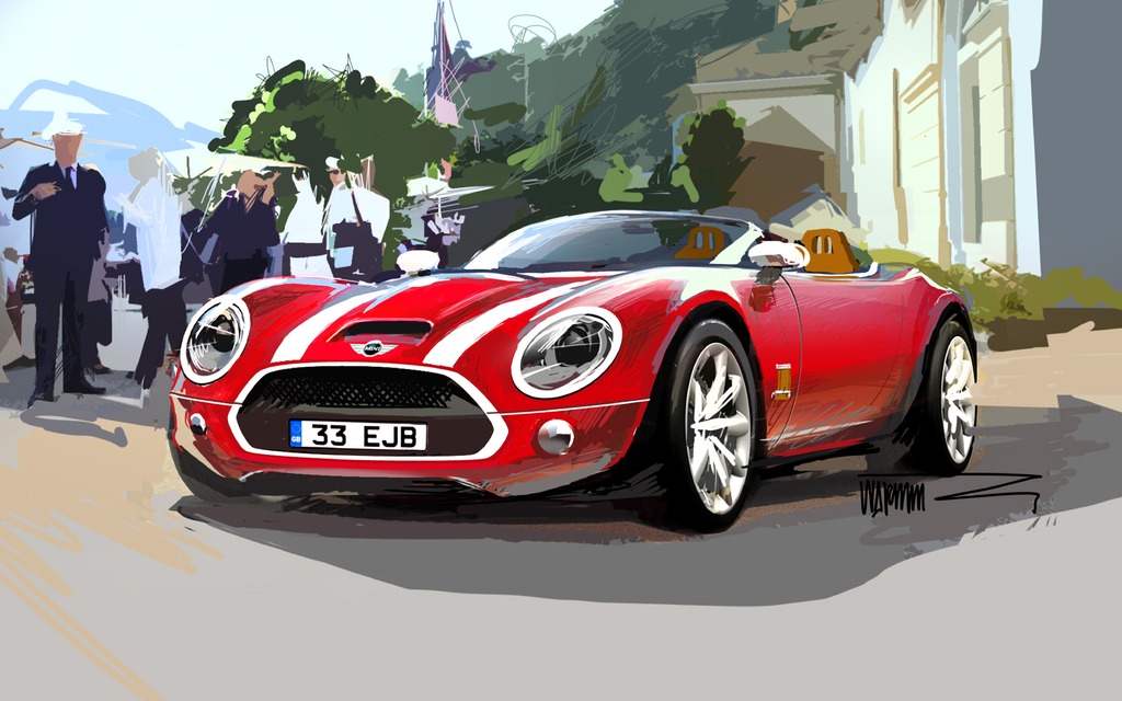 Conceptual drawings of the MINI Touring Superleggera Vision