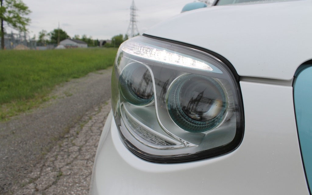 The headlamps are different than those on the gas version.