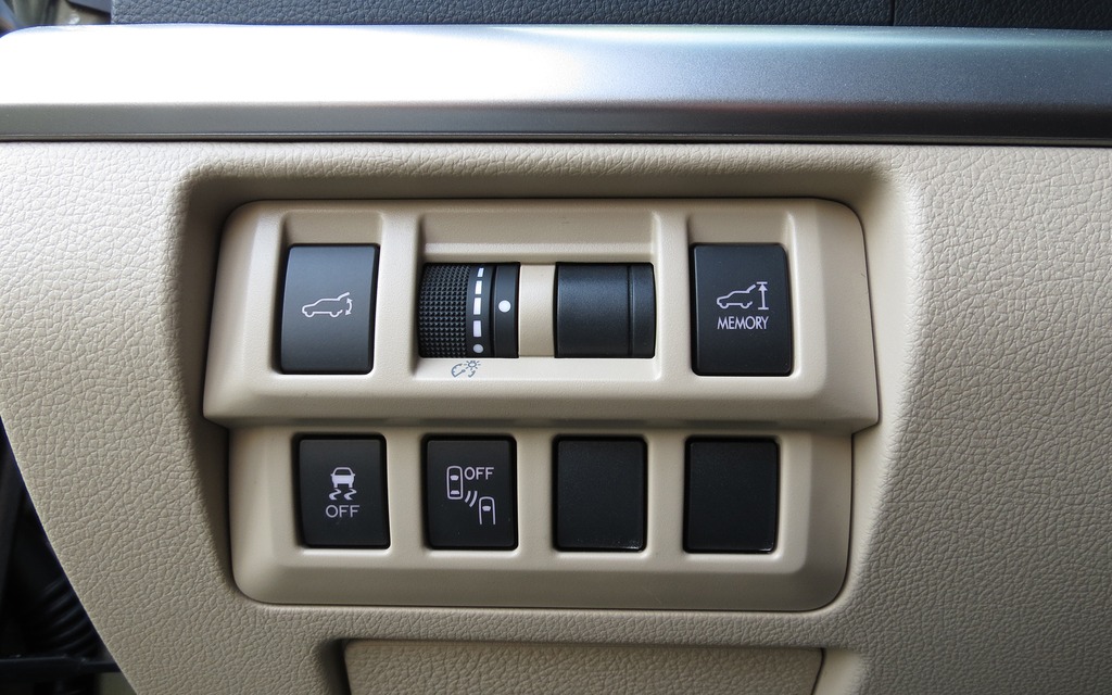 Buttons for the new power hatch and the Blind Spot Monitoring System.