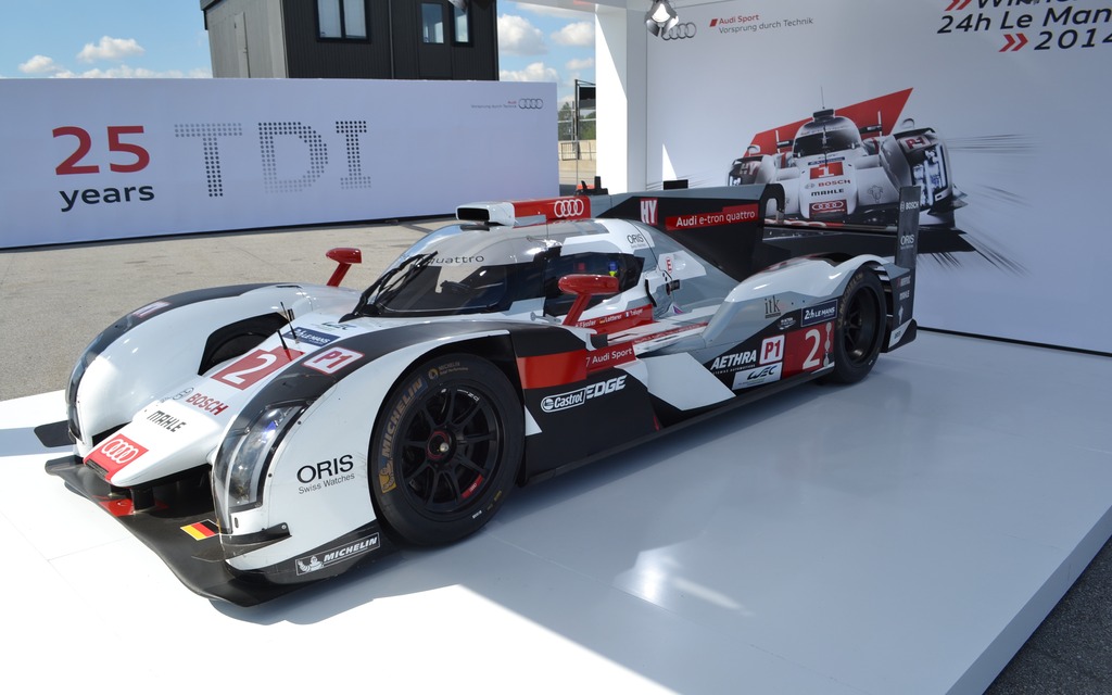 The winner of the 24 Hours of Le Mans, the AudiR18 e-tron quattro.