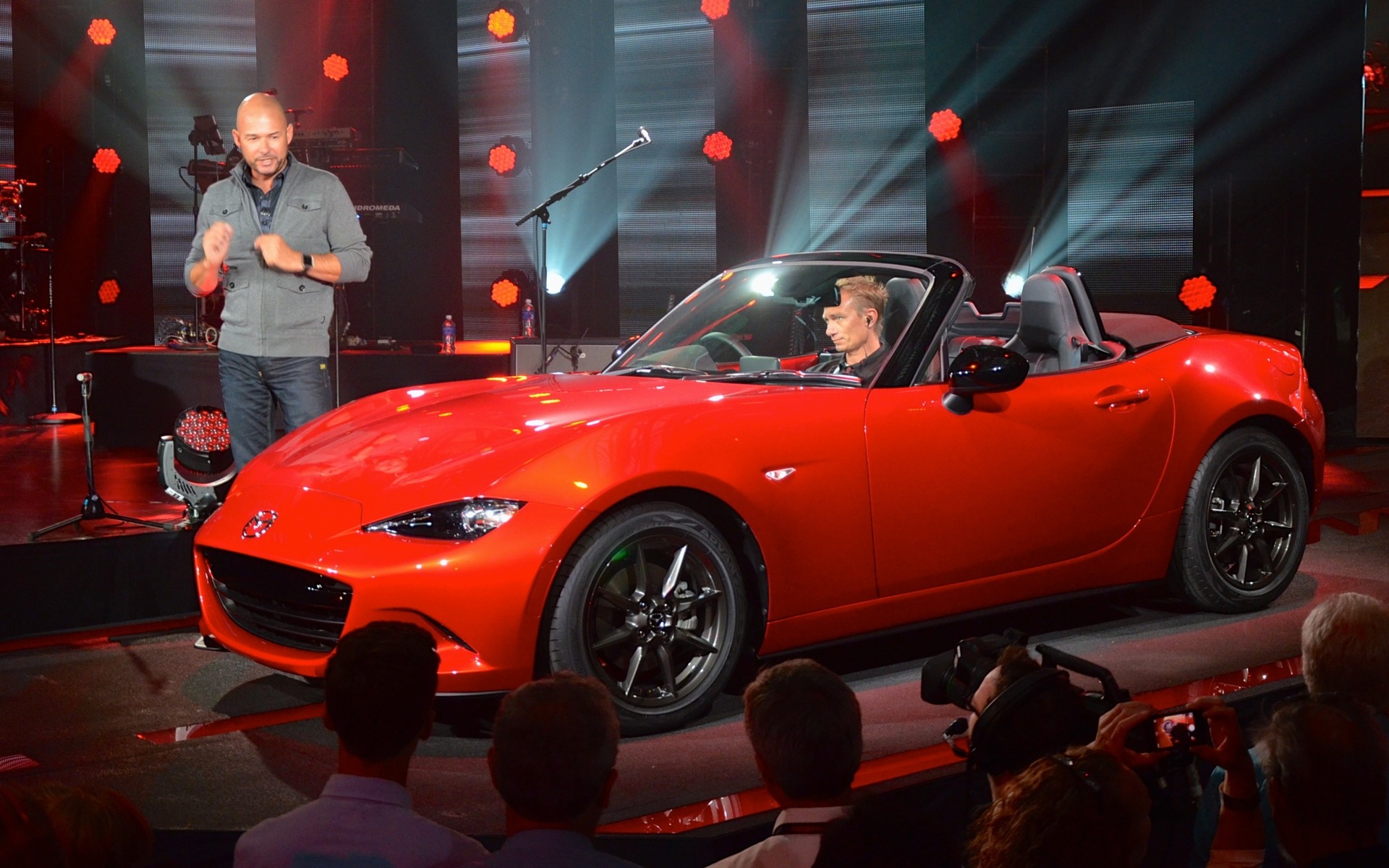Derek Jenkins, Director of Design, presenting the new 2016 Mazda MX-5.