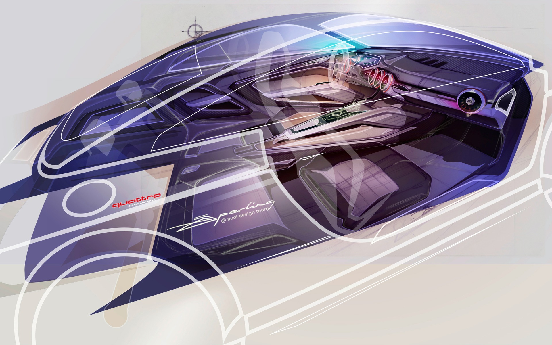Cockpit virtuel Audi - Sketch de design de l'habitacle de la Audi TT 2016 