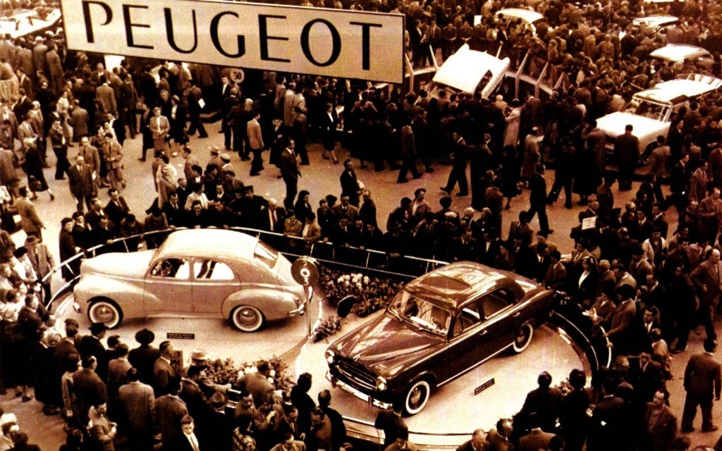 Paris Auto Show at the Grand Palais (1955).