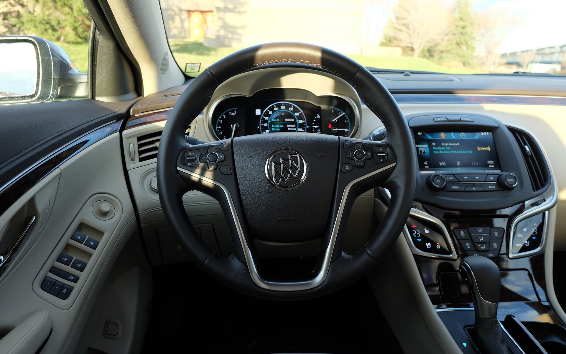 The steering wheel is comfortable and its controls are nicely laid out.