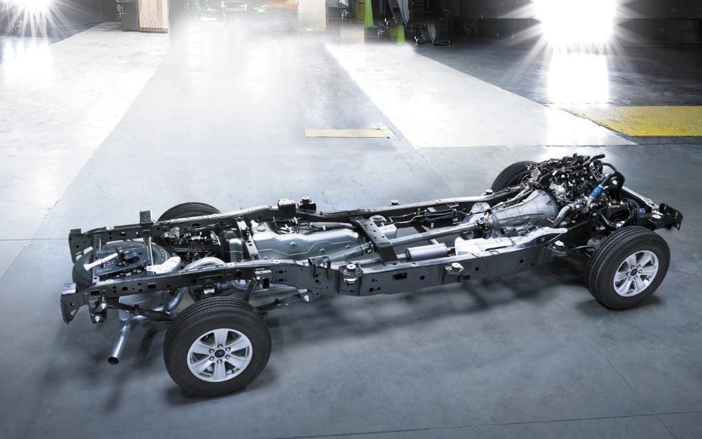 The F-150’s chassis is made of steel.
