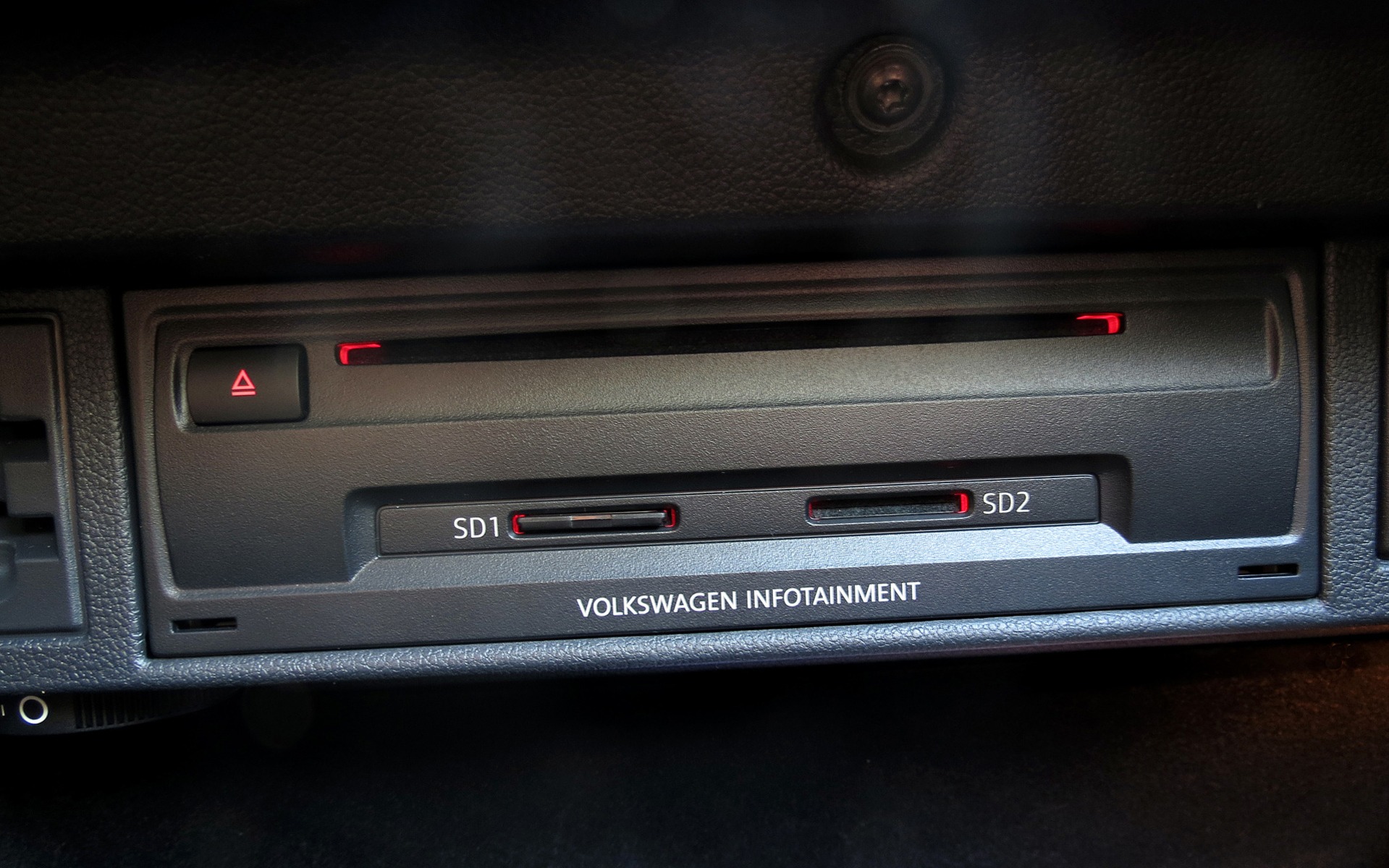A DVD player for the GPS and two slots for SD cards in the glovebox.