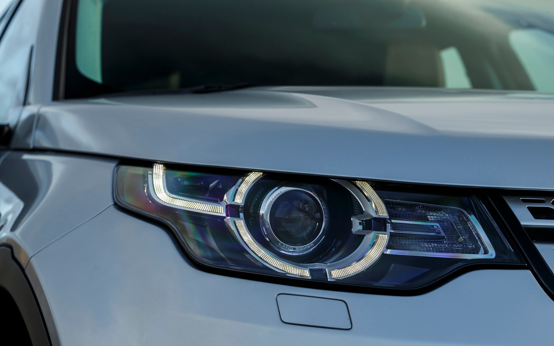 The Land Rover Discovery Sport's headlights.