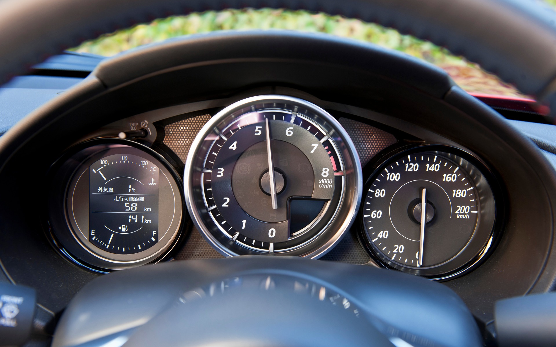 The instrumentation with the tachometer dead centre.