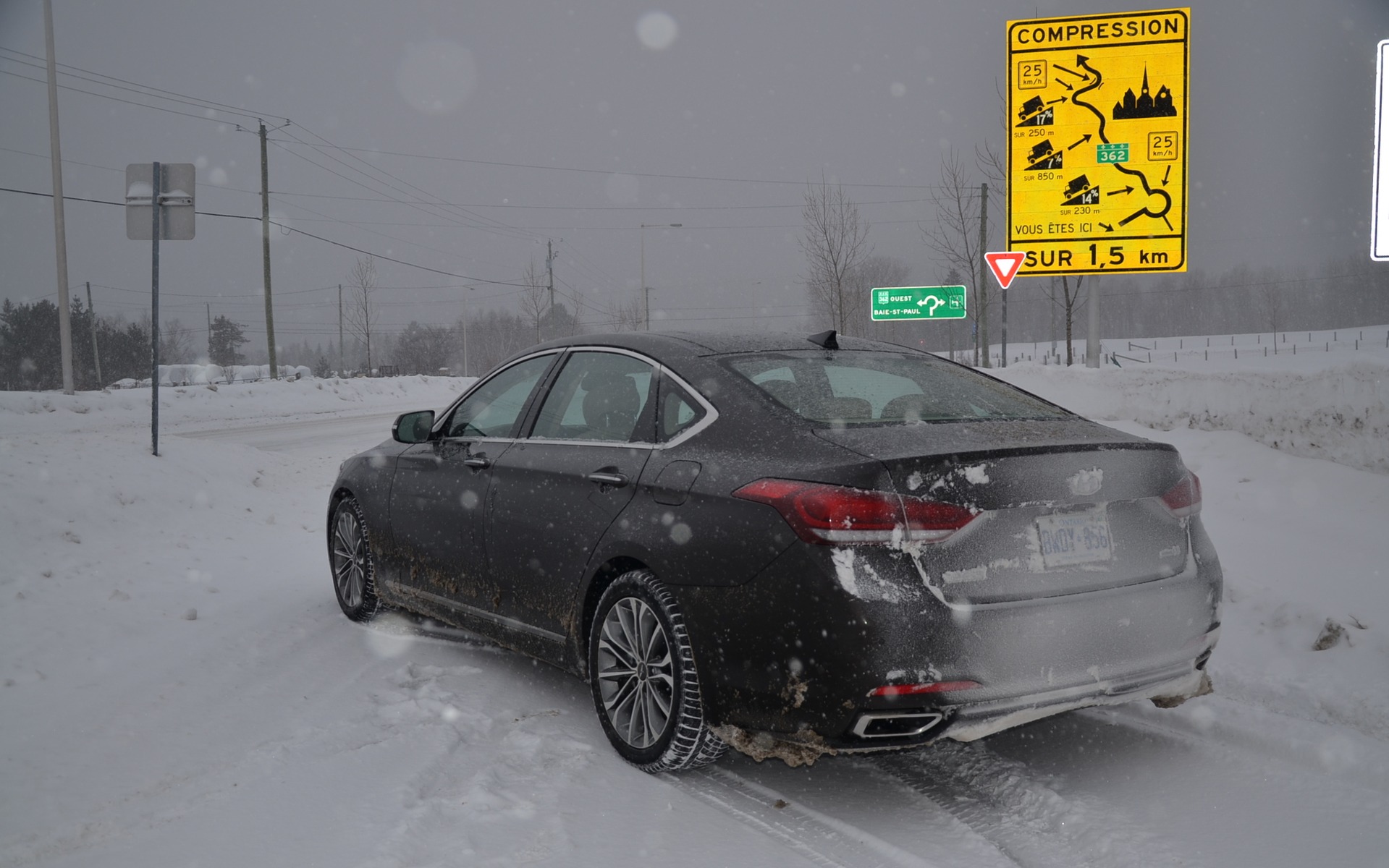Hyundai genesis in snow