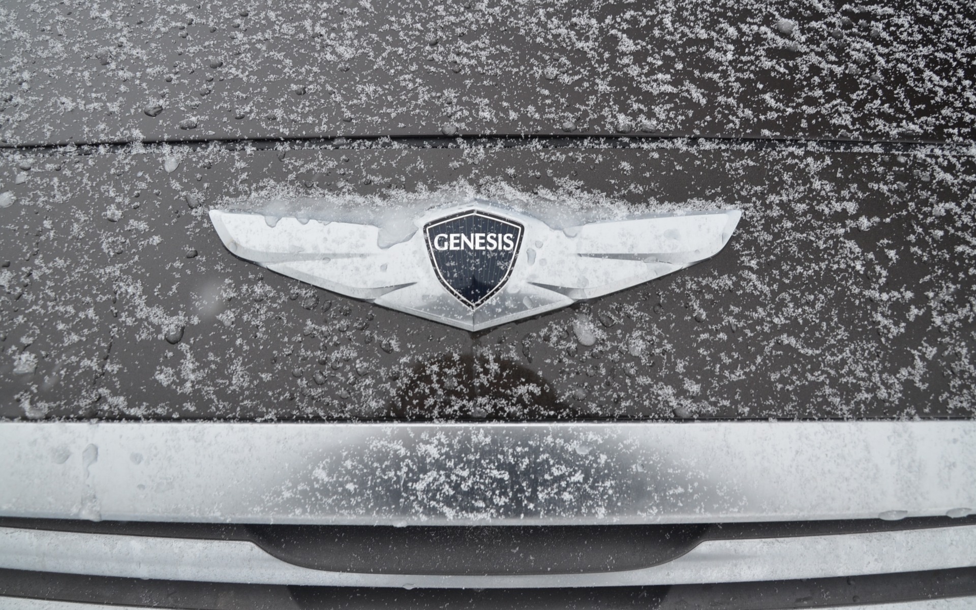 The Genesis logo—and not the Hyundai logo—is up front.
