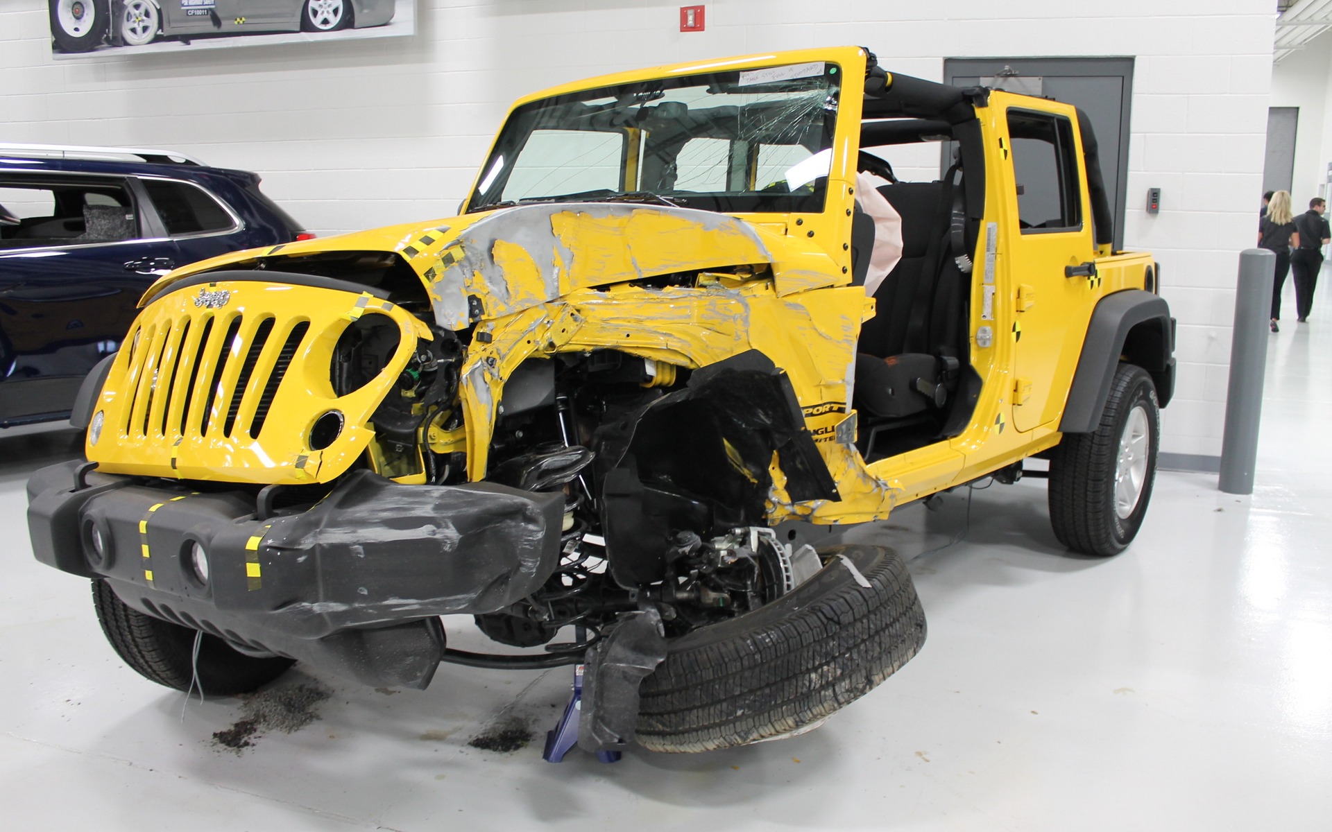 Remains of a Jeep Wrangler.
