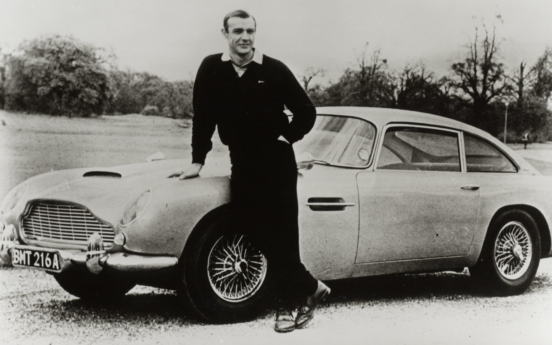 Actor Sean Connery and the DB5 he drove in James Bond.