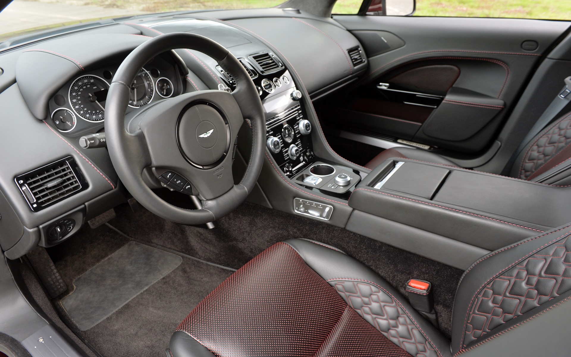 Lots of leather and maybe a little too much stitching in the Rapide S.