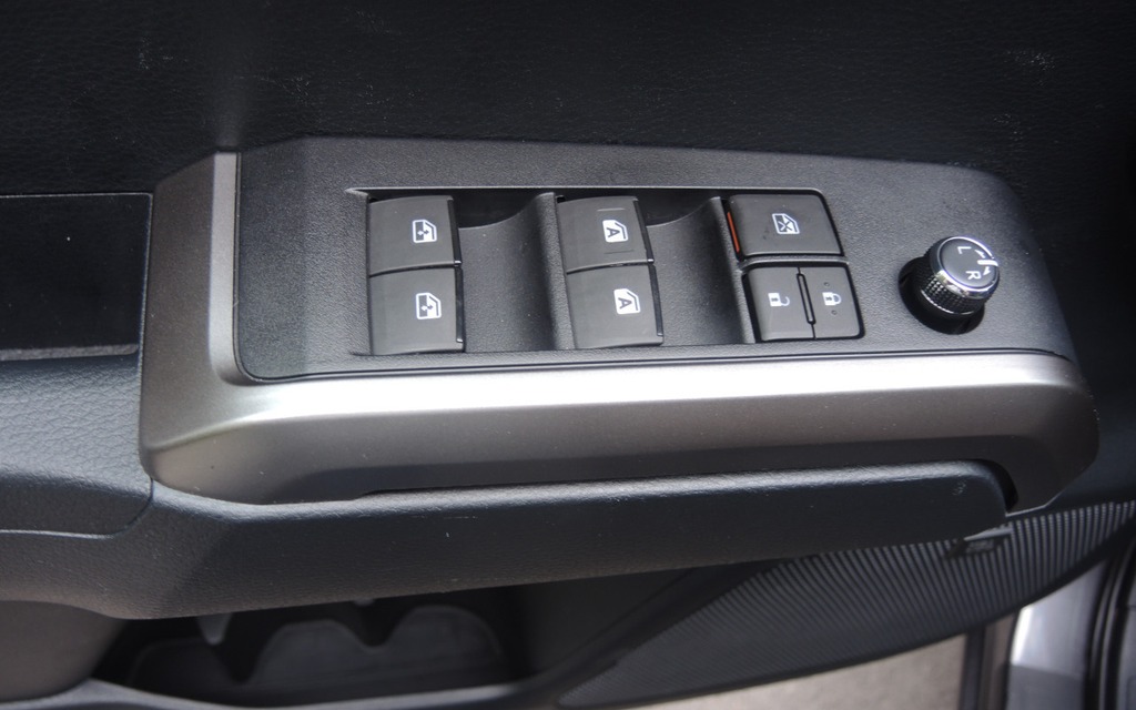 The front windows go down at the touch of a button.