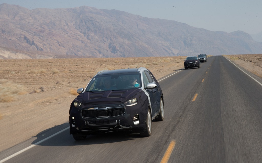 2017 Kia Sportage during hot-weather testing in Death Valley, California.